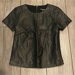 New Express XS Black Faux Leather Shirt